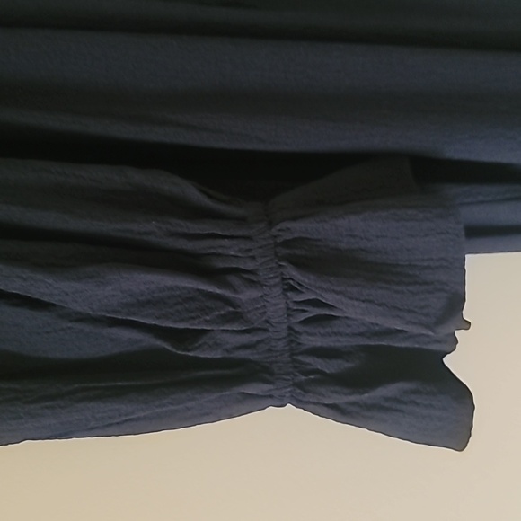 Calvin Klein Navy Shirred Square neck Midi Dress - Picture 4 of 4
